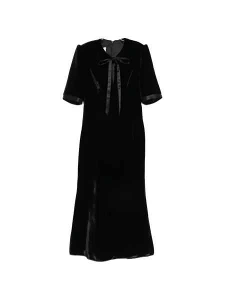 Rochie midi De Santis cu funde de catifea negru