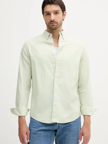 Košile Calvin Klein Jeans regular s límečkem button-down zelená