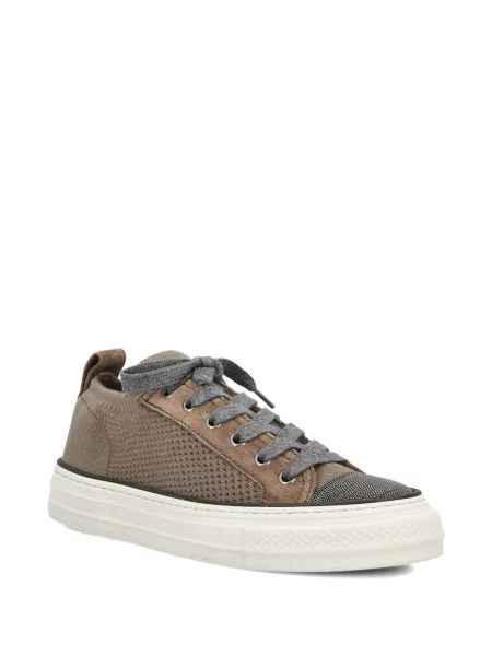 Πλεκτά sneakers Brunello Cucinelli με κορδόνια καφέ