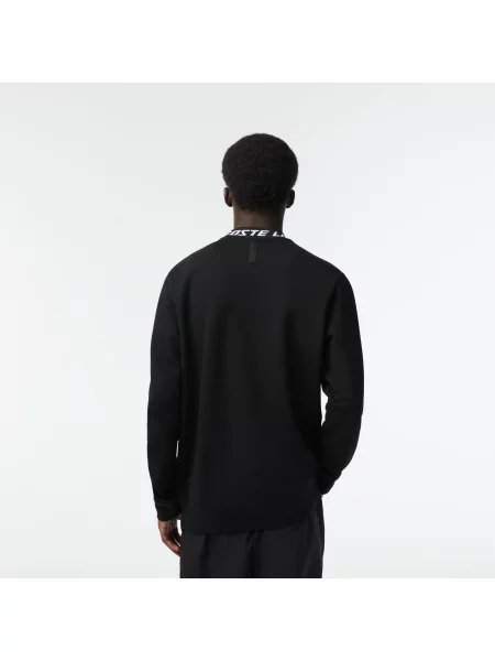 Lacoste Bluza Z Okrągłym Dekoltem Z Nadrukiem Classic Fit czarna