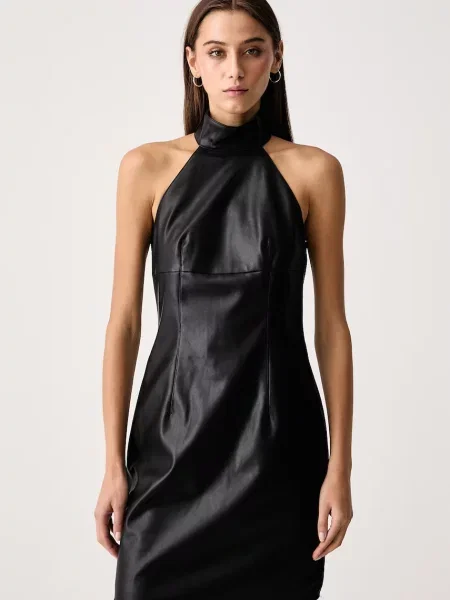 Karl Lagerfeld Jeans rochie din imitație de piele negru