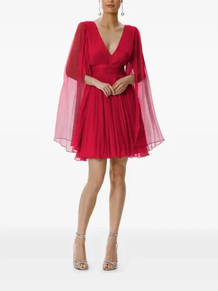 Rochie mini Framboise cu decolteu în V de costum roșu