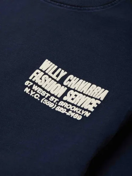 Tricou grafic Willy Chavarria cu imagine albastru