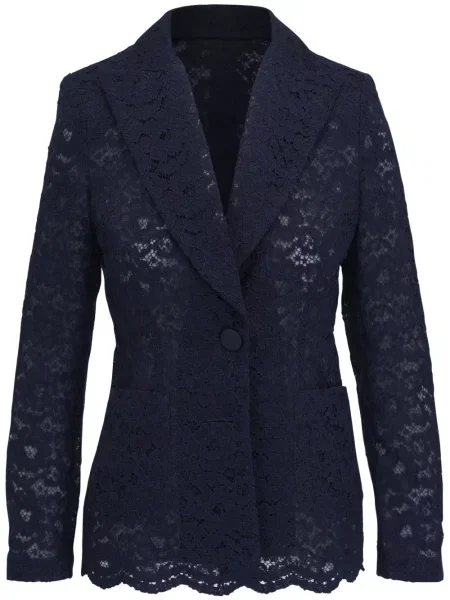 Marynarka Talbot Runhof koronkowa niebieska