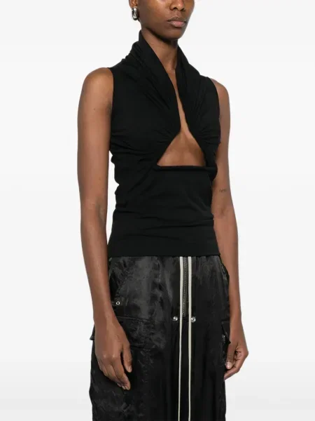 Top Rick Owens od jersey s draperijom crna