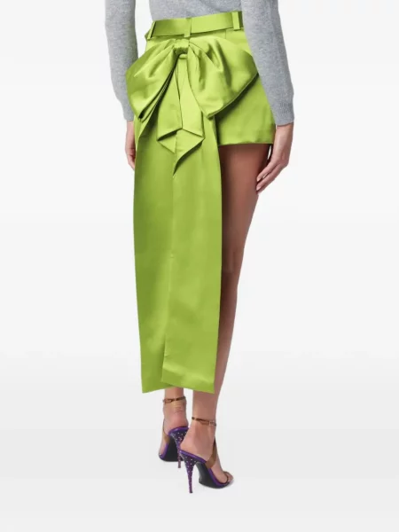 Fusta mini Self-portrait cu funde din satin verde