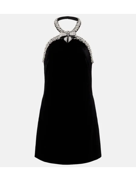 Rochie Self-portrait de catifea de cristal negru