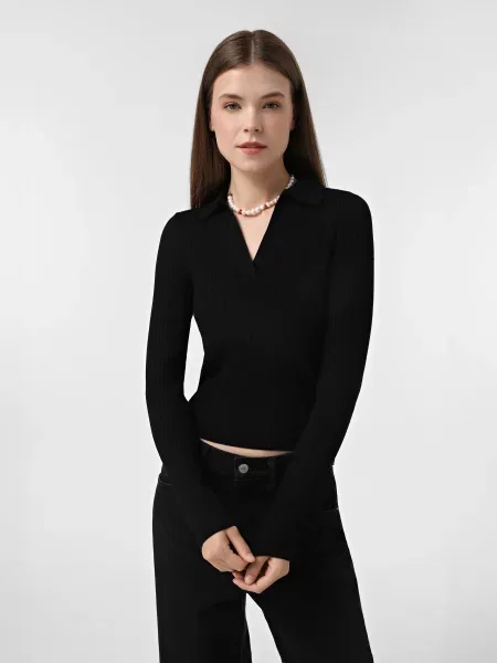 Only Поло Віскоза/нейлон чорний