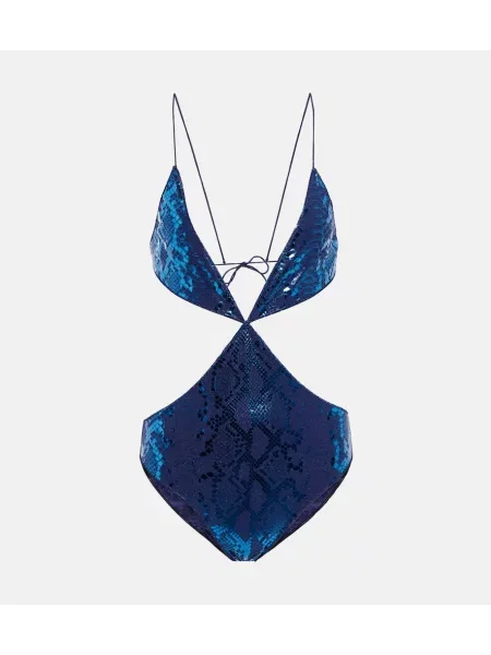 Strój kąpielowy Osã©ree z nadrukiem w wężowy wzór niebieski