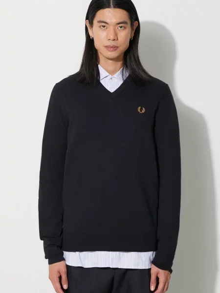 Fred Perry pulover de lână bărbați bleumarin light