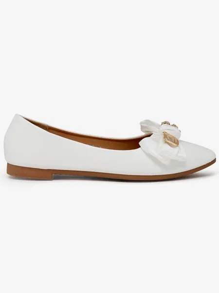 Baleríny Resti s mašlí s ostrou špičkou bílé