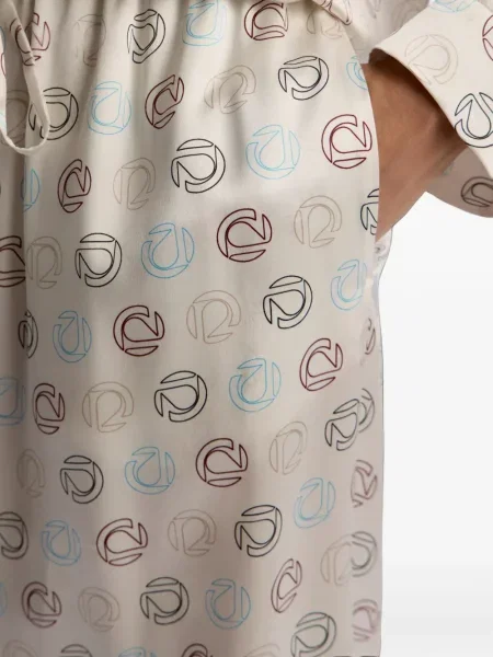 Pijamale 12 Storeez de mătase cu imagine alb