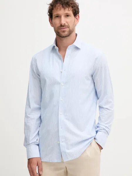 Košulja Hackett London regular s klasičnim ovratnikom plava