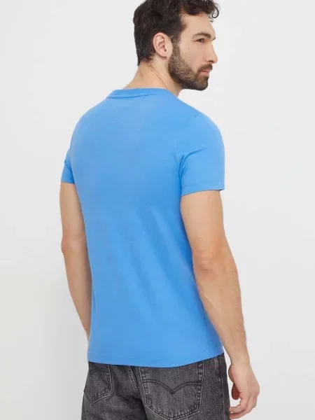 T-shirt o kroju slim fit z okrągłym dekoltem Tommy Hilfiger niebieska