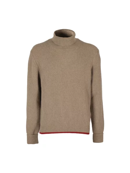 Sweter Fay wełniany retro brązowy