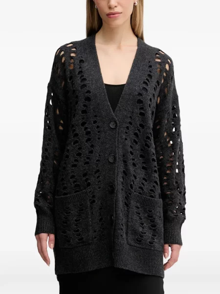 Kardigan Sisley z przetarciami szary