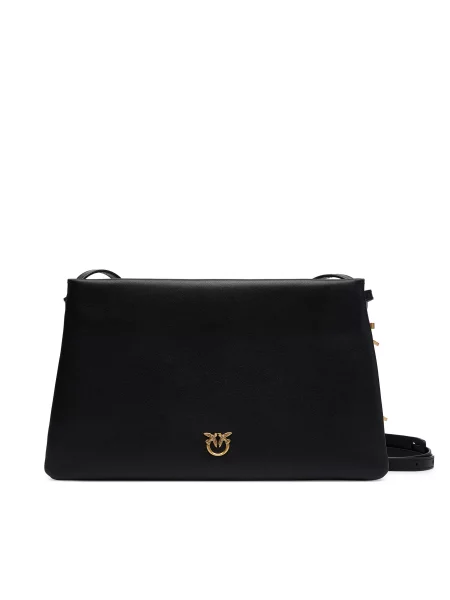 Pinko crossbody torbica usnjena črna