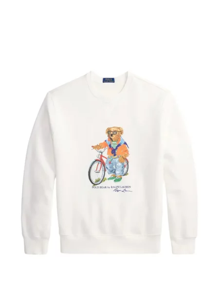 Пуловер Polo Ralph Lauren с автограф с връзки с кръгло деколте синьо
