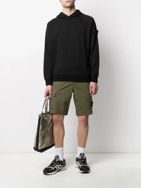 Pantaloni scurți cargo Stone Island cu strasuri stretch verde