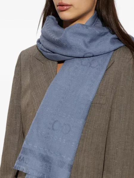 Jacquard šal Ferragamo s autogramom plava
