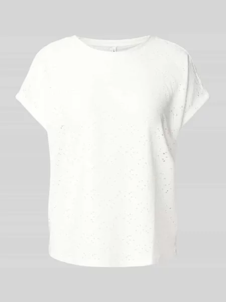 T-shirt o kroju regular fit z efektem podpalania model ‘SMILLA’ Only biała