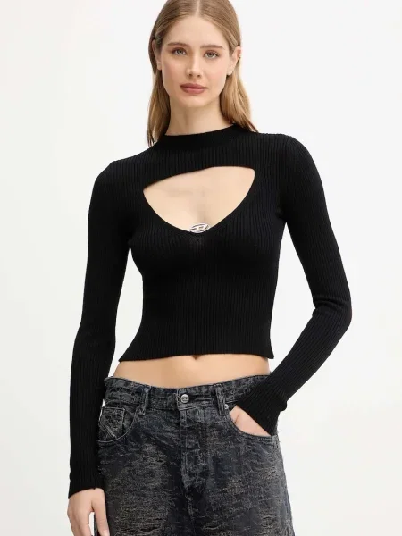 Diesel pulover de lână M-OLINA light cu turtleneck negru