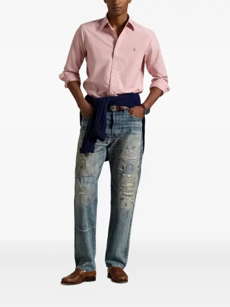 Szerokie polo Polo Ralph Lauren z przetarciami w paski czarne