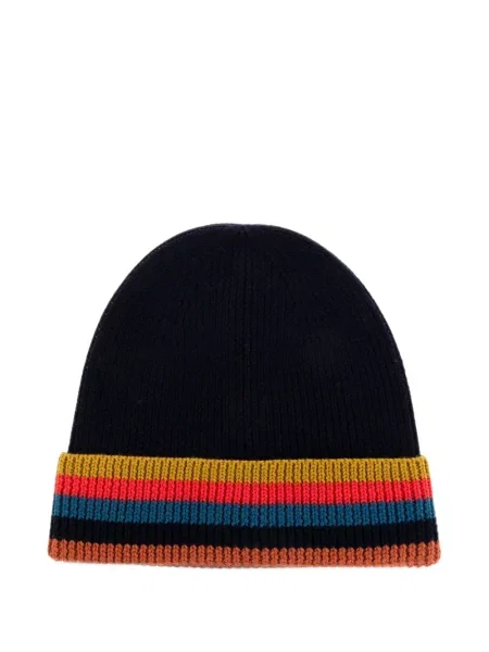 Vlněný pruhovaný čepice Ps Paul Smith modrý