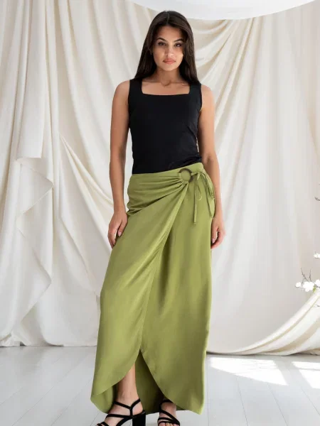 Спідниця міді RiMari салатовий віскоза/модал