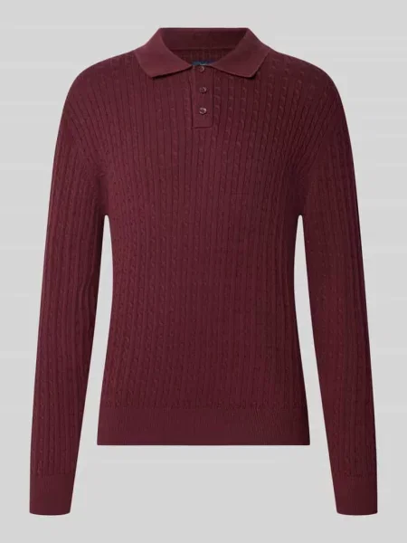 Sweter z dzianiny z kołnierzykiem polo i krótką listwą guzikową Mcneal