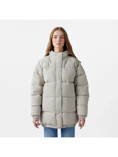 Lacoste Relaxed Fit Pikowana Kurtka Z Kapturem szara