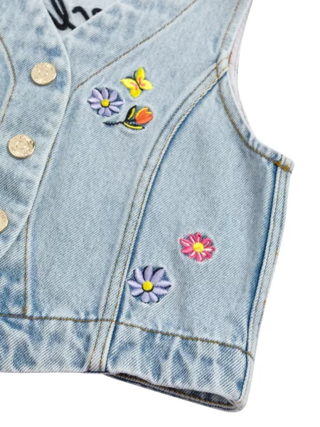 Kamizelka jeansowa dziecięca Moschino niebieska