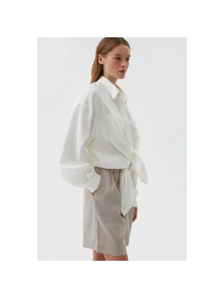 Шорти бермуди з льону Estro бежеві