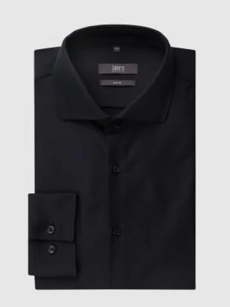 Koszula biznesowa o kroju slim fit z diagonalu Jake*s czarna