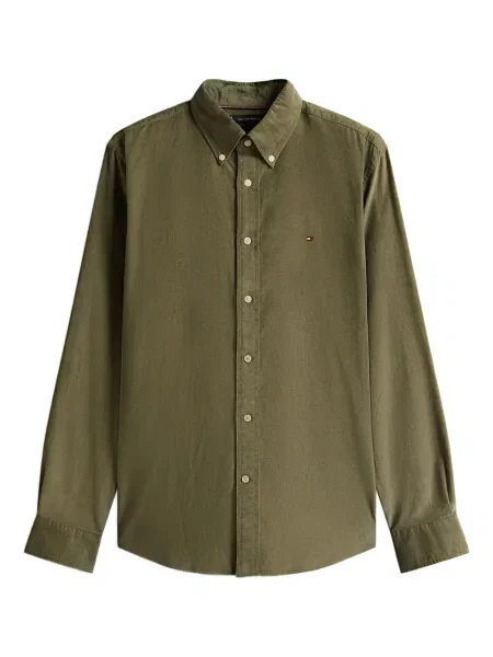 Cămașă Tommy Hilfiger de catifea cord verde