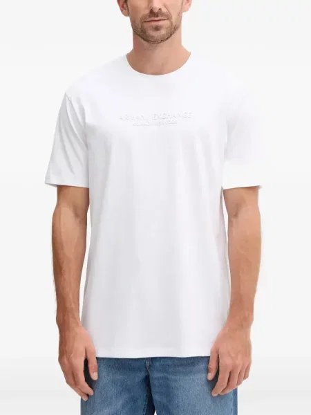 Tricou Armani Exchange cu autograf alb