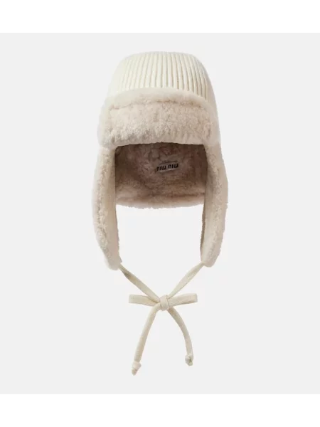 Căciulă Miu Miu de lână alb