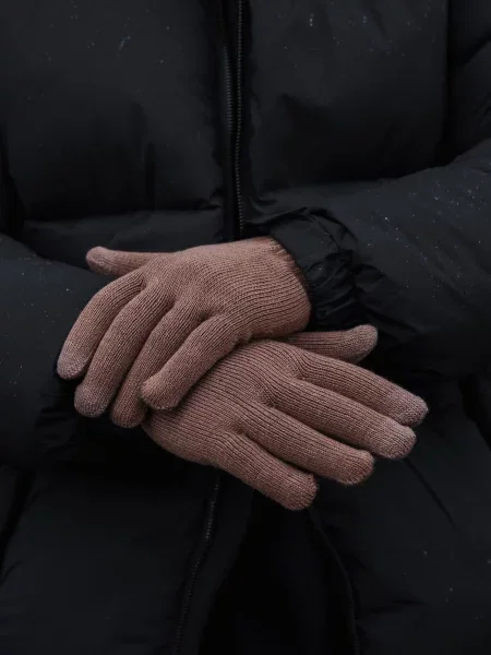 Without Рукавички Вовна коричневий