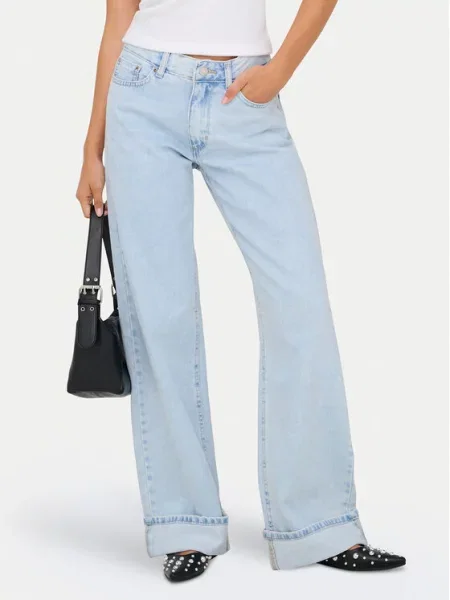 ONLY Blugi Ella celest Wide Leg albastru