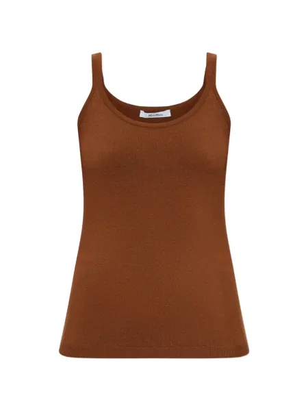 Pulover Max Mara de lână fără mâneci maro