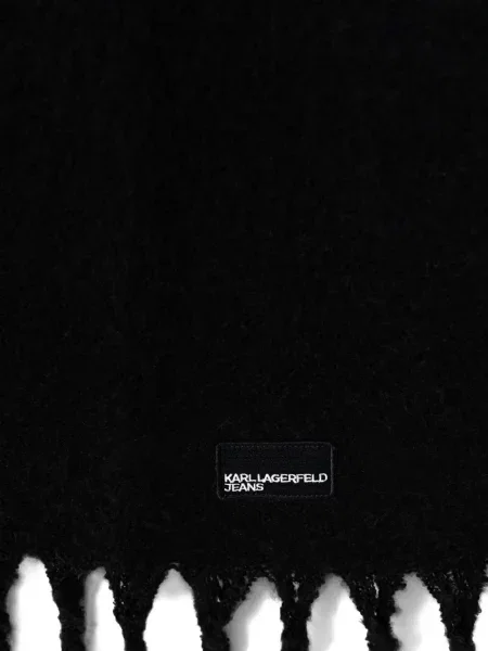 Κασκόλ Karl Lagerfeld Jeans με κρόσσια μαύρο