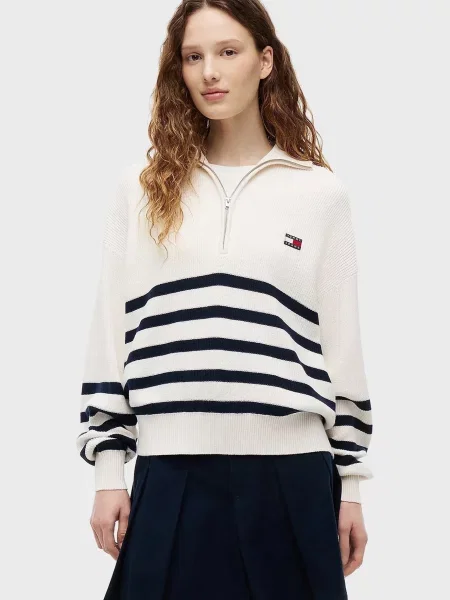 У смужку светр Tommy Jeans білий