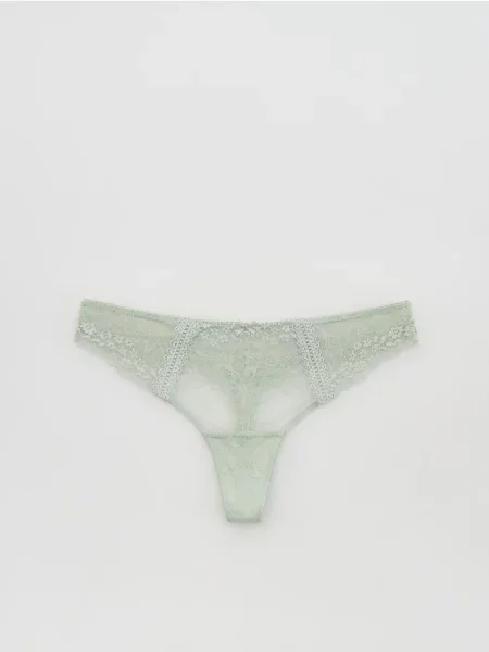 Reserved Стрінги з мережива блідо-зелений зелені