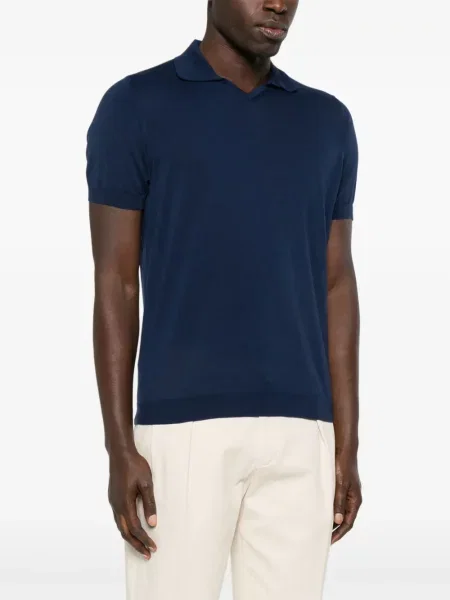 Pletena polo majica Drumohr plava