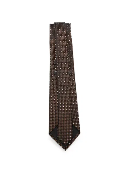 Cravată Tom Ford de mătase cu imprimeu geometric maro