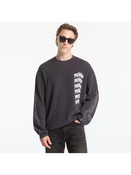 Mikina AllSaints Incendo Ls Crew Washed Black L černá
