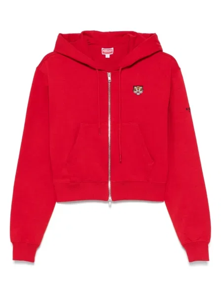 Bluza z kapturem Kenzo w tygrysie prążki czerwona