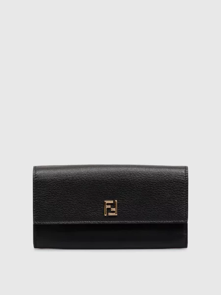 Шкіряний клатч Fendi чорний