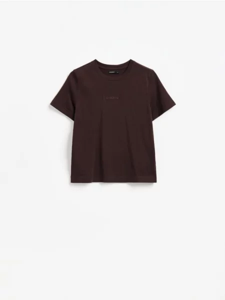 Reserved Tricou cu imprimeu maro-închis maro