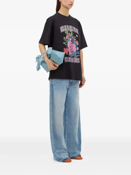 Tricou Msgm cu model floral cu imagine negru